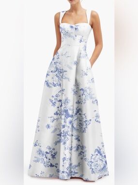 NEW ALFRED SUNG Floral Lace Up A-Line Gown Sz 10